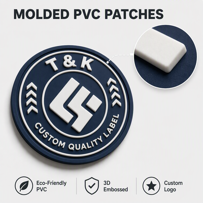 Custom Logo PVC-warmteoverdrachtetiket met 3D-geprent effect - milieuvriendelijk en wasbaar voor kledingbranding