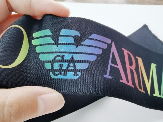 Spandex/Nylon 3CM Zwart Elastiekje met Aangepast Kleurrijk Embleem