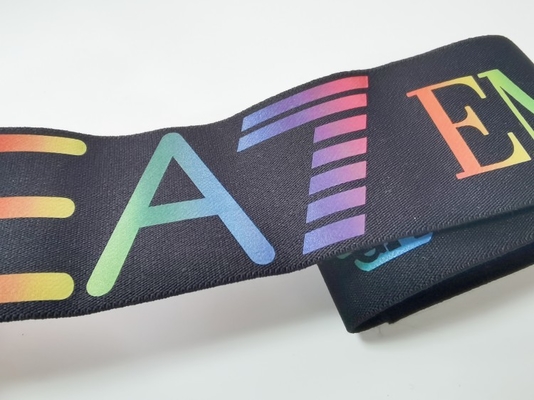 Spandex/Nylon 3CM Zwart Elastiekje met Aangepast Kleurrijk Embleem