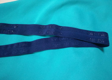 100% de polyester/het Nylon breide Gevouwen Elastisch Lint met In reliëf gemaakt Embleem