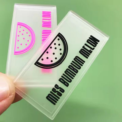 Persoonlijke transparante PVC rubber patch kledingstuk PVC-label Duidelijke siliconen patch