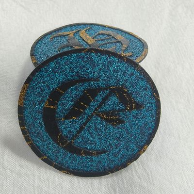 OEM Zilveren Draad Geborduurde Geweven Patches Voor Kleding