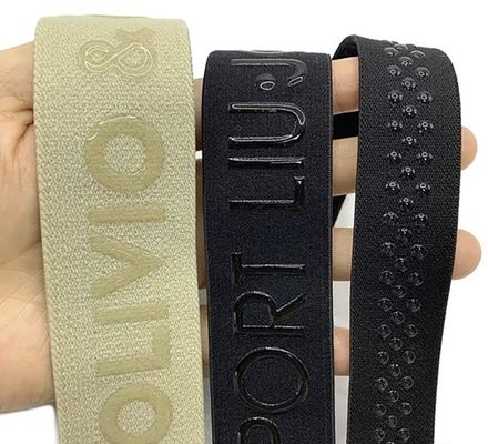 Custom 3D Logo Elastische band Glanse Matte Silicone Polyester Webbing Voor kleding Accessoires