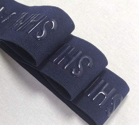 Custom 3D Logo Elastische band Glanse Matte Silicone Polyester Webbing Voor kleding Accessoires