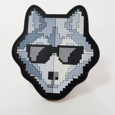 Aangepast 3D Siliconen Embleem - Pixel Art Wolf Vorm Siliconen Warmteoverdracht Patch voor Kleding