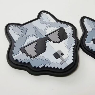 Aangepast 3D Siliconen Embleem - Pixel Art Wolf Vorm Siliconen Warmteoverdracht Patch voor Kleding