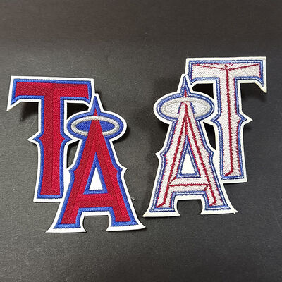 Embroidered Patch - Red & Blue with Halo, Iron-On/Sew-On Apparel Backpack Decoration Badge