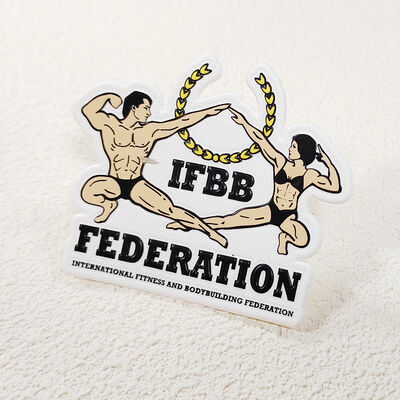 TPU-warmteoverdrachtetiket IFBB Fitness Bodybuilding Federatie Custom kledingplaster