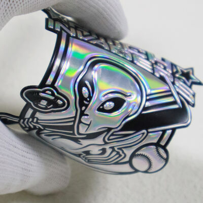 Aangepaste Iridescent TPU Voltage Patch - Holografisch 3D Alien Logo Badge voor Sportkleding