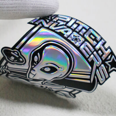 Aangepaste Iridescent TPU Voltage Patch - Holografisch 3D Alien Logo Badge voor Sportkleding