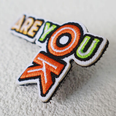 Custom Embroidered Patch with Hook and Loop Backing - "ARE YOU OK" Design for Apparel & Accessories