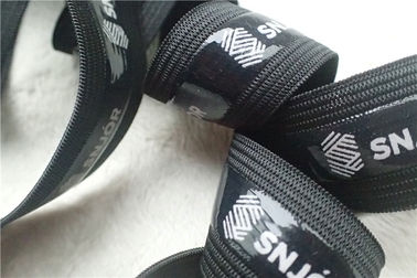 Het Zachte Elastiekje van de manierpolyester, Zwarte Elastische Band met het Embleem van de het Schermdruk