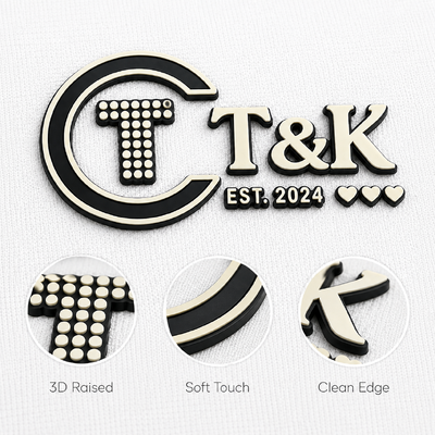 Premium Custom Silicone Warm Transfer Labels met 3D Raised Logo voor Kleding Sportwear Activewear Jackets Tassen en High-End Apparel Branding