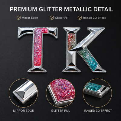 AANGEPASTE 3D METALLIC GLITTER HITTETRANSFER LOGO LABELS VOOR KLEDING & SPORTKLEDING