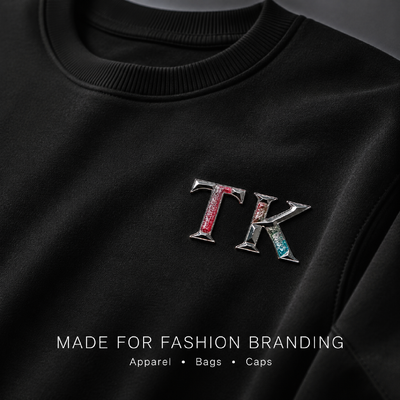 AANGEPASTE 3D METALLIC GLITTER HITTETRANSFER LOGO LABELS VOOR KLEDING & SPORTKLEDING
