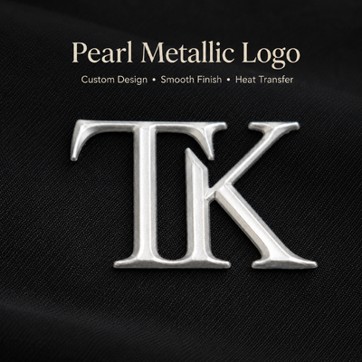 Custom 3D Pearl Metallic Heat Transfer Logo Labels voor kleding en sportkleding