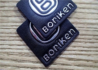 Zwarte In reliëf gemaakte Leerflarden met Zilveren Embossment TPU Embleem voor Zakken