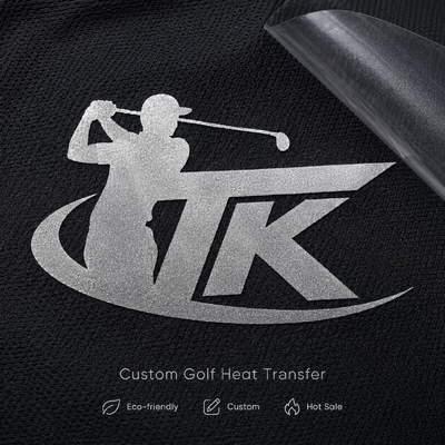 Custom Metallic Heat Transfer Labels Golf Logo Transfer voor Sportswear Apparel Streetwear Polo Shirts Jackets OEM ODM Eco Friendly Custom Made