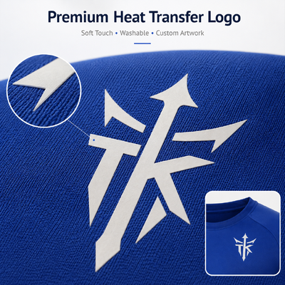 Custom Matte Metallic Silver Wasbare Warmtransfer Kleding Labels voor polo shirts en sportkleding