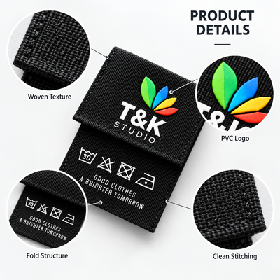 Custom Fabric PVC Labels with 3D Raised Logo for Clothing and Apparel Brands