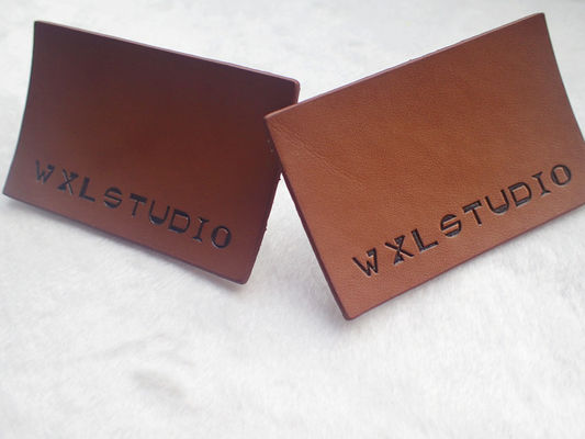 Gepersonaliseerd Logo Garment Leather Patch Embossed Zwart Logo Leather Label