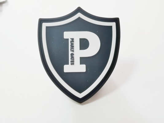 Hoofdetiket van de silicone naait het Rubberkleding, Zwart 3D Effect op Logo Patches
