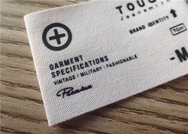 Katoen Geweven Kledingsetiketten met Wit Grafisch Embleem Als achtergrond en Druk