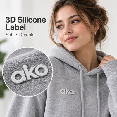Custom 3D siliconen warmteoverdracht logo labels voor hoodies en kleding