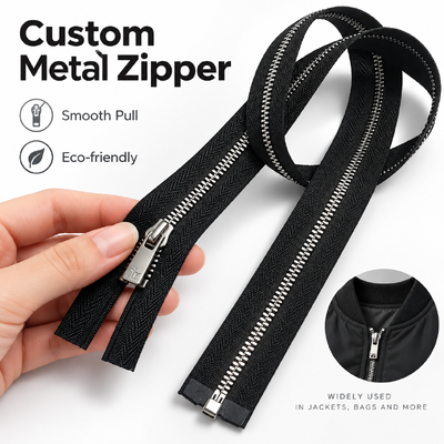 Custom Metalen Ritsen met Automatisch Slot en Logo Trekkers voor Jassen Tassen en Kleding Accessoires