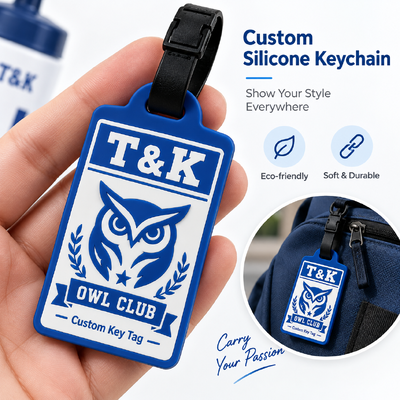 Aangepaste siliconen taslabels met 3D-logo voor rugzakken, sleutelhangers en accessoires