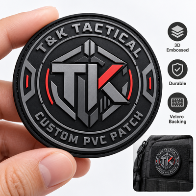 Aangepaste 3D PVC klittenband patches met verhoogd logo voor rugzakken, tassen en uitrusting
