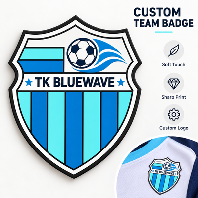 Custom High Frequency TPU Logo Patches voor Voetbalshirts en Teamwear