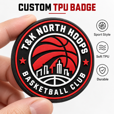 Soft TPU Custom geborduurde pleisters met 3D basketbal logo en ijzeren ruggengraat voor kleding borduren pleisters