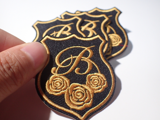 Geborduurde Flard Gouden Rose Raised Effect van de Eco het Unieke Stijl Douane